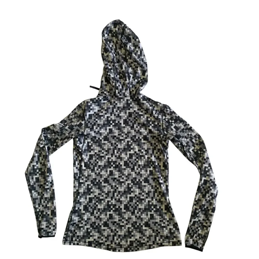 Nike Pro Dri Fit Women's Size M Glitch Pixel Training Camo Hooded T-Shirt